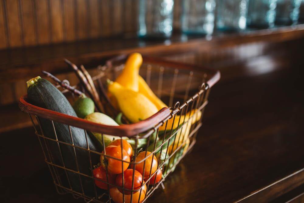 Image of groceries in a basket.